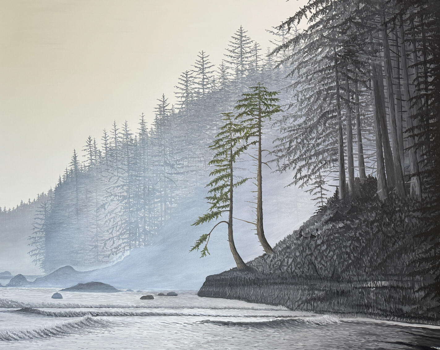 "Rain Forest Meets the Sea, Oil on Canvas 48" x 60" - Exclusively at Kurbatoff Gallery (Sold)